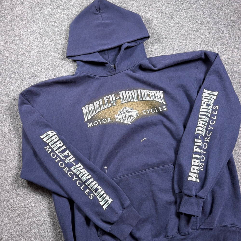 Harley Davidson Hoodie Florida Men XL Blue Fort Myers Alligator Graphic 2011